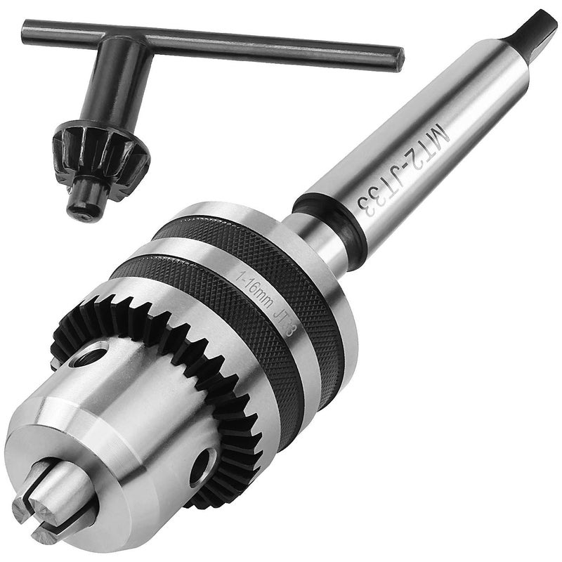 Acrux7 1/32"- 5/8" MT2 Drill Chuck for Lathe, JT33 Drill Chuck with Morse Taper 2 Arbor & Chuck Key - Image 1